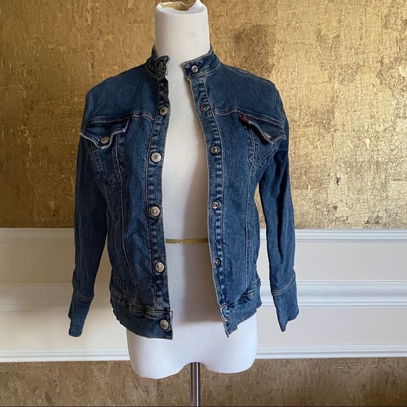 round collar denim jacket